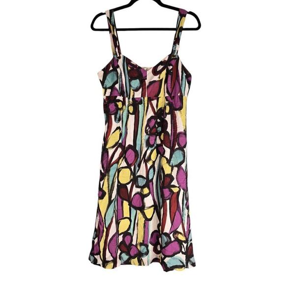 Anthropologie Tabitha Womens Abstract Floral Sleeveless Midi Dress Multicolor 6 - Picture 2 of 7